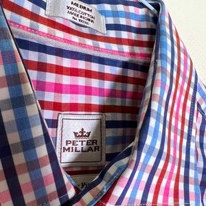 Peter Millar dress shirt. Medium. Red, blue and pink checkered.